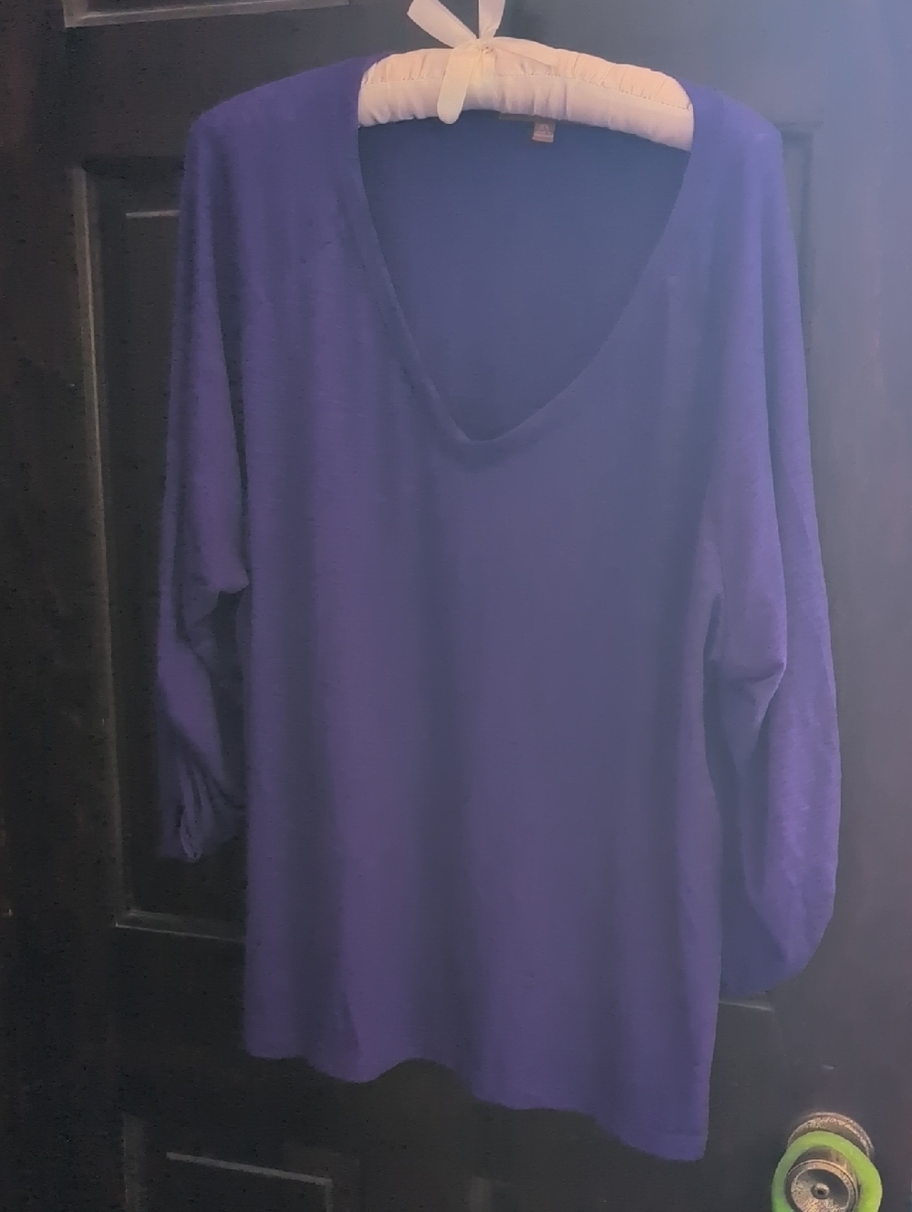 Ellen Tracy Deep Purple V-Neck Long Sleeve Top
